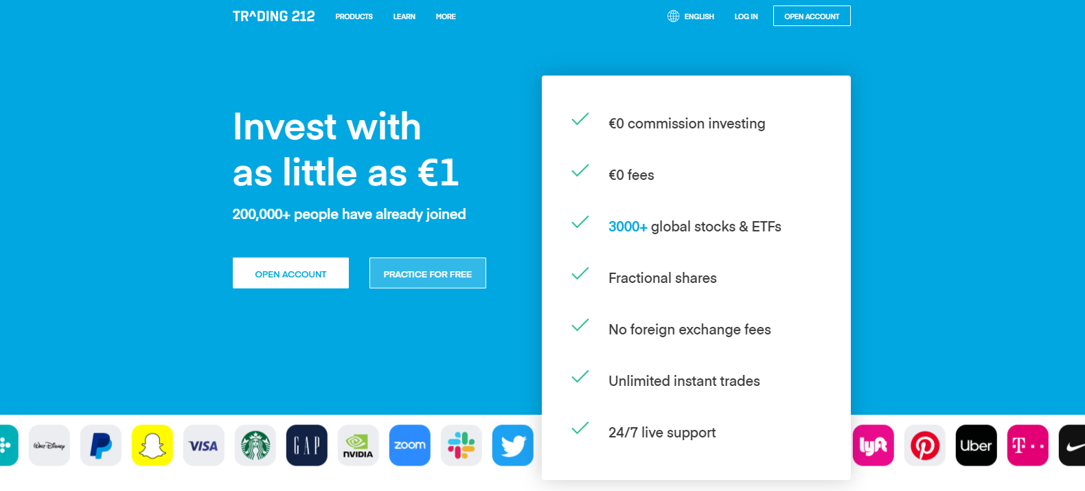 Trading 212 Homepage